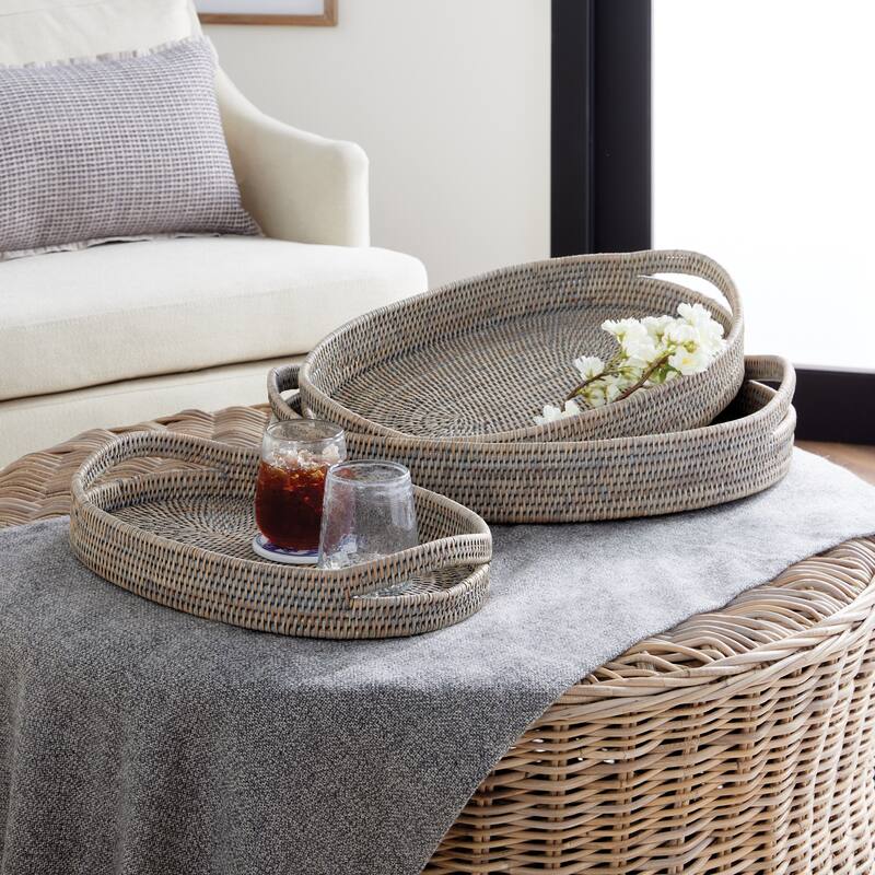Burma Rattan Oval Serving Trays