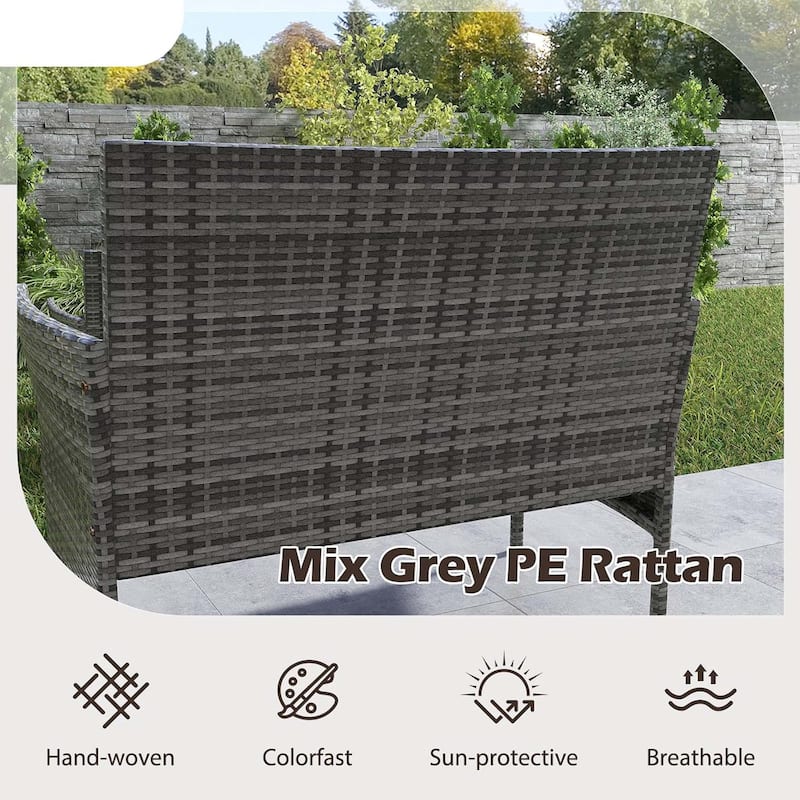 4/8 PCS Patio Rattan Conversation Set Outdoor Wicker Furniture Set