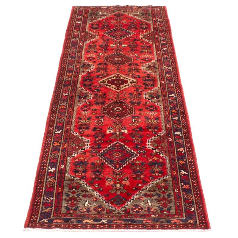 ECARPETGALLERY Hand-knotted Anadol Red Wool Rug - 3'5 x 9'7