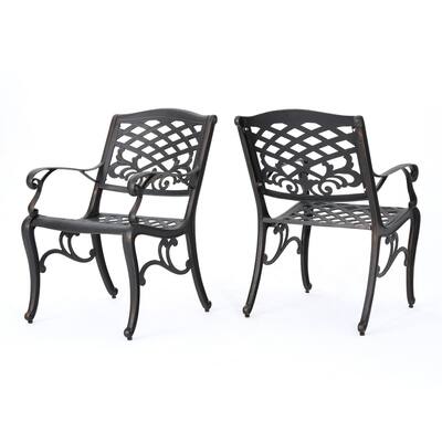 Toni Outdoor Armchair, Scrolled Lattice Pattern, Cabriole Legs Copper Metal