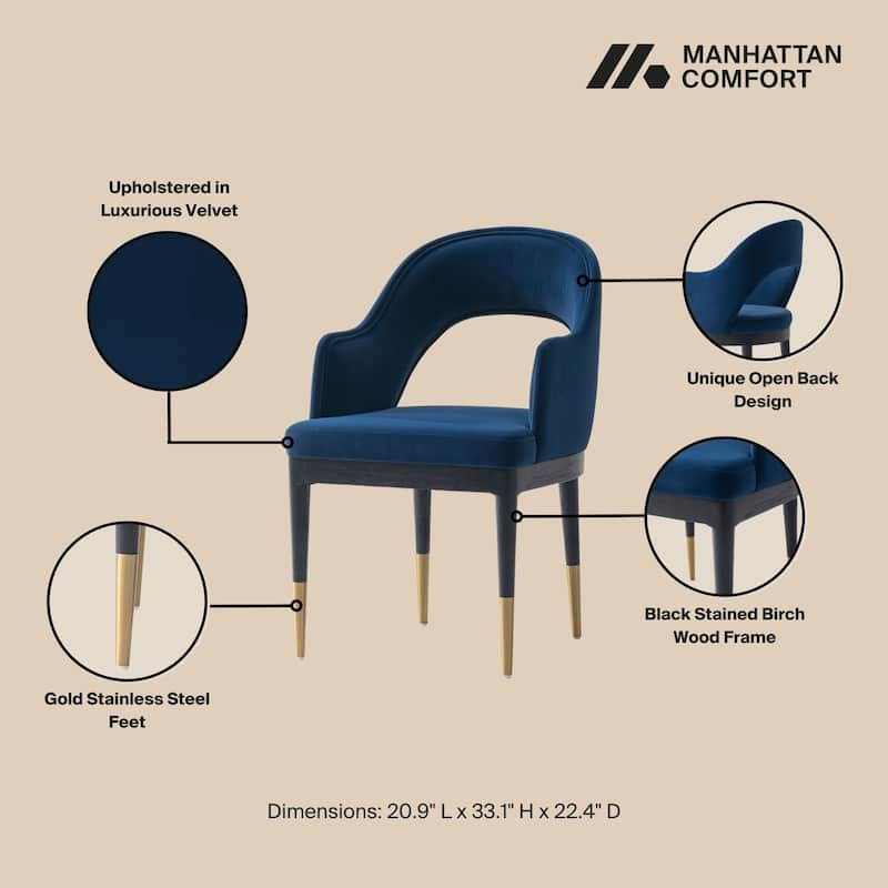 Manhattan Comfort Modern Carrington Velvet Dining Armchair