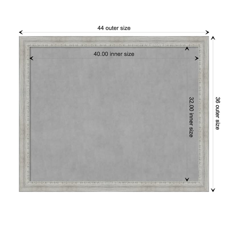 Amanti Art Rustic White Wash Framed Magnetic Board - Board Size 40x32