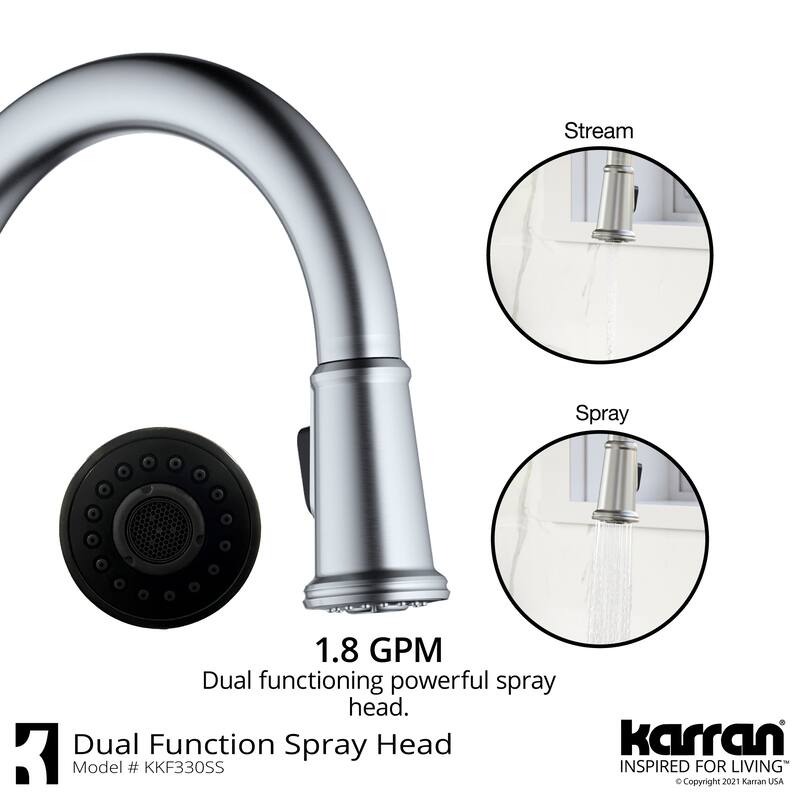 Karran Elwood One-Handle Pull Down Dual Function Sprayer Kitchen Faucet
