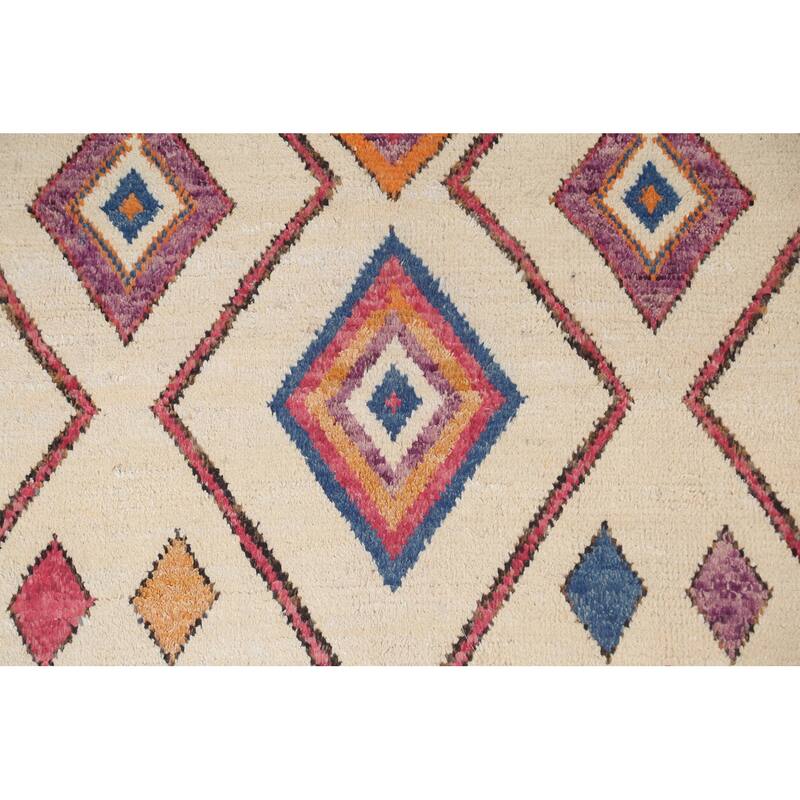 Tribal Geometric Moroccan Oriental Wool Area Rug Hand-knotted Carpet - 5'10" x 9'11"