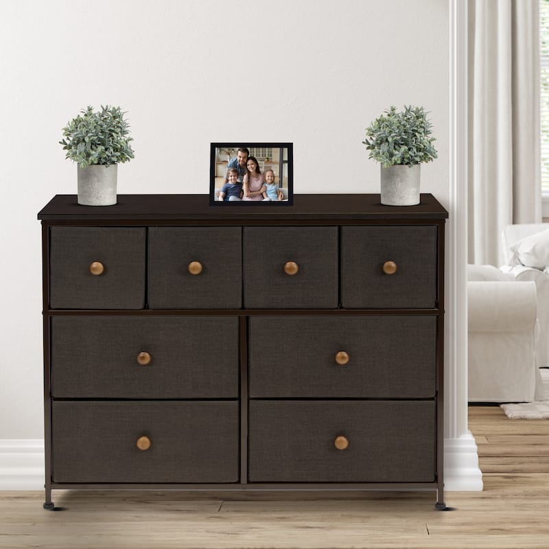 Dresser w/ 8 Drawers - Furniture Storage Chest Tower Unit for Bedroom (Black)