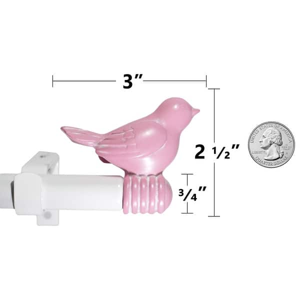 dimension image slide 4 of 11, Cute Bird Finial Adjustable Decorative Designer Curtain Rod