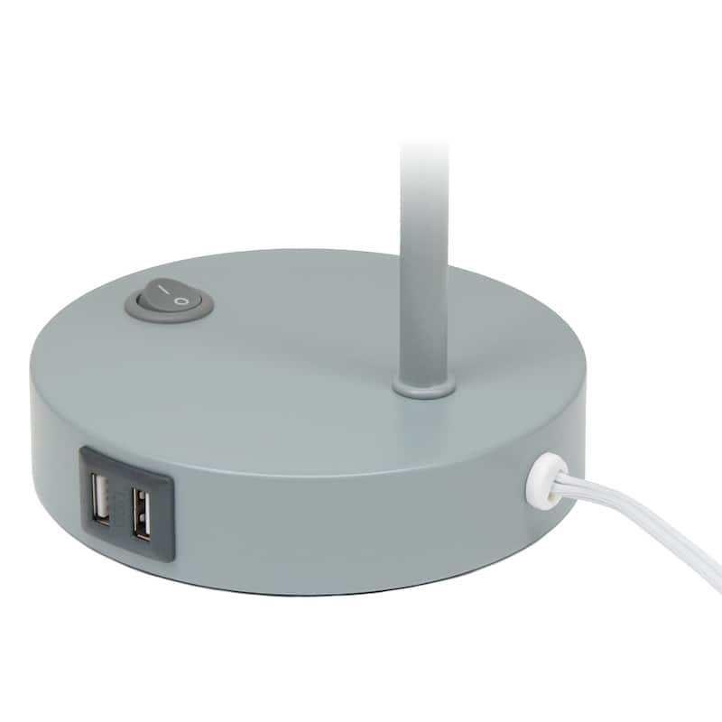 Curved Arm Desk Lamp with Glass Shade - 15.75" - Gray