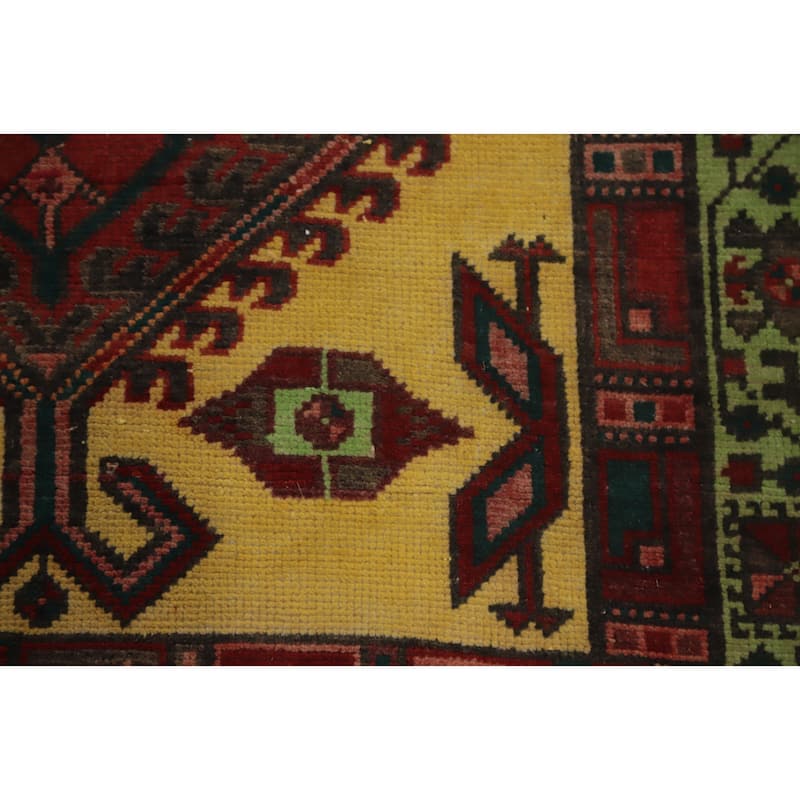 Hand Knotted Oriental 100% Wool Carpet Traditional Tribal Yellow & Gold Ardebil Runner Rug - 11' 4'' X 3' 4''