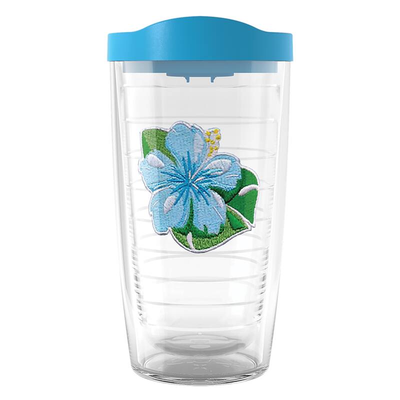 Tervis Tropical Hibiscus Collection Made in USA Double Walled Insulated Travel Tumbler, Tropical Teal Hibiscus - 16oz