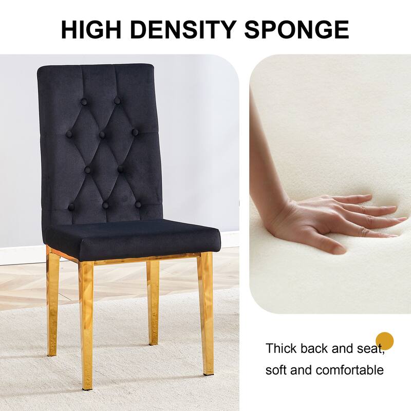 8 Piece Velvet Armless Dining Chair Set with Mesh Backrest, Seat Cushion, Metal Legs for Dining Room Kitchen Living Room Bedroom