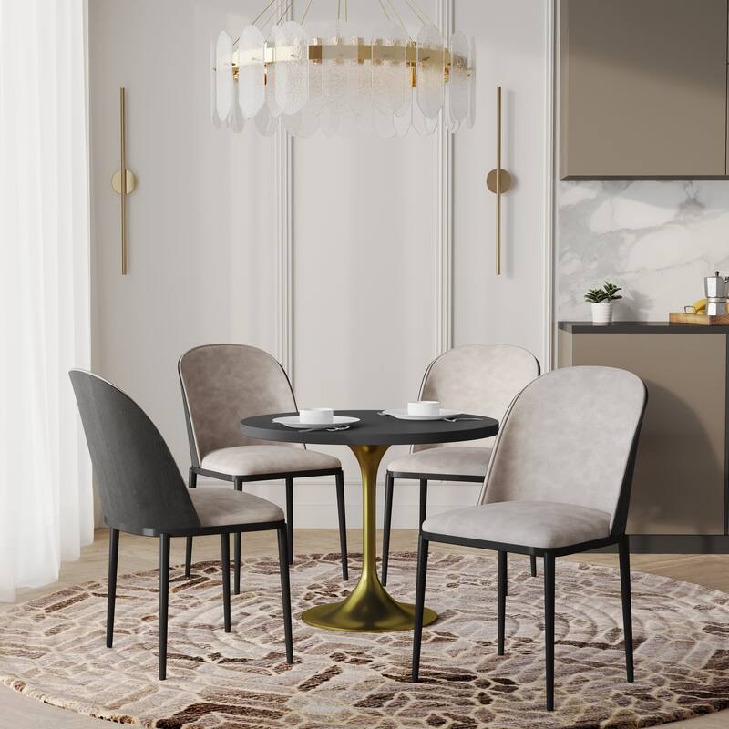 Verve 5-Piece Dining Set 36-Inch Round MDF Tabletop Dining Table and 4 Side Chairs
