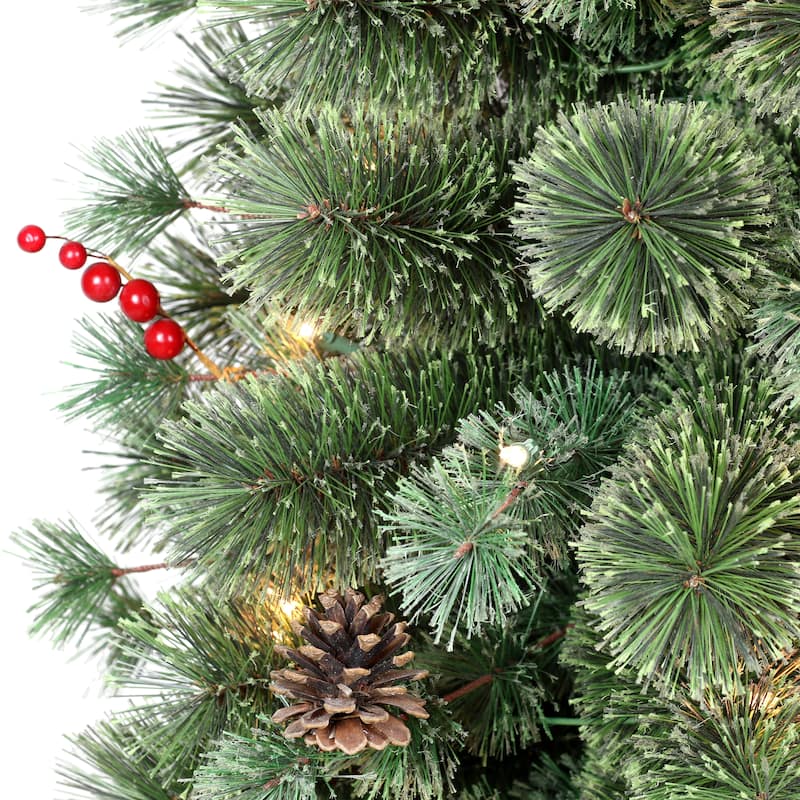 Puleo International 4.5 ft. Pre-Lit Potted Natural Pine Artificial Christmas Tree