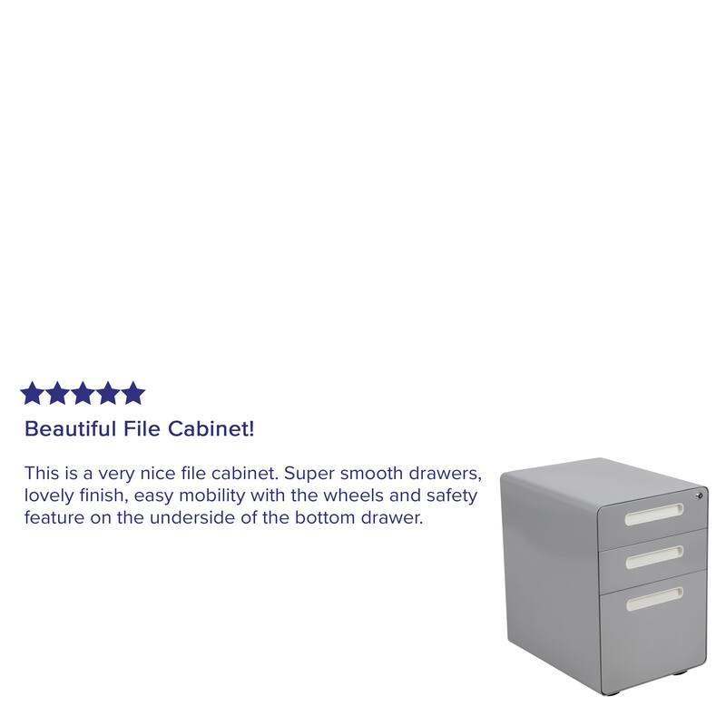 Ergonomic 3-Drawer Mobile Locking Filing Cabinet Storage Organizer