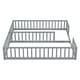 preview thumbnail 44 of 45, Twin Size Kids Bed Frame, Double Twin Floor Bed with Fence Guardrails