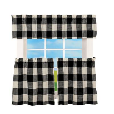 Buffalo Plaid Checked Tier Design Window Curtains