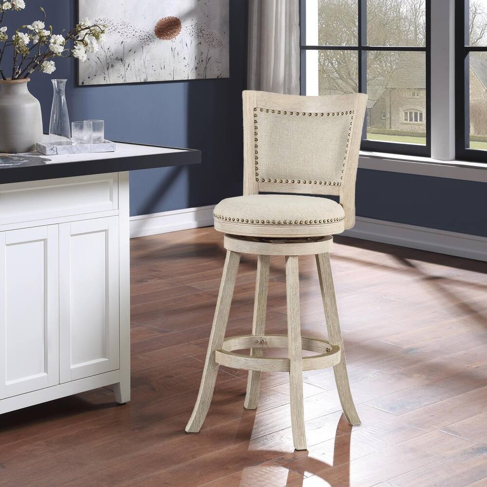 Melrose Wood Upholstered Swivel Counter Barstool