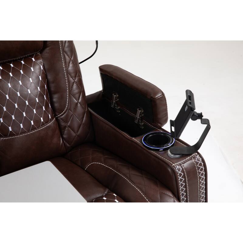 Leather Zero‑Gravity Recliner Chair with Infinite Position, LED & Cup Holders