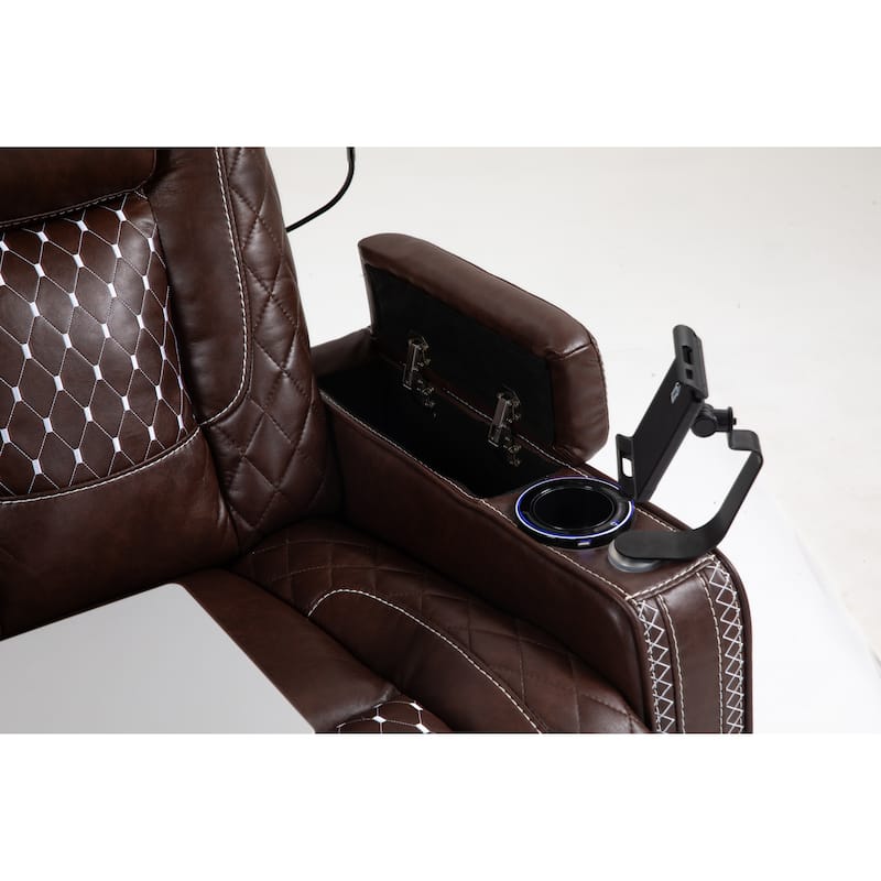 Leather Zero Gravity Recliner Chair with Infinite Position, Smart Cup Holders, and LED Lighting