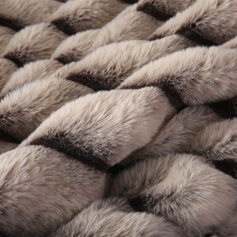 Warm Fleece Blanket Striped Fluffy Plush Bed Blanket 85"x93", 9lbs