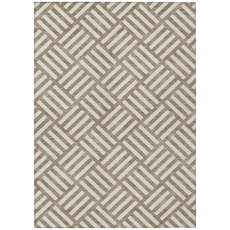 Machine Washable Indoor/ Outdoor Chantille Modern Geo Rug
