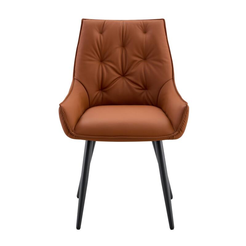 Set of 2 Side Chair Dining Chair Kitchen Chair Leather Chair Flat Back Upholstered Chair Camel Chair