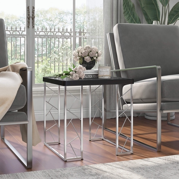 Gaynor Modern Chrome and Black 20 inch Metal Side Table by