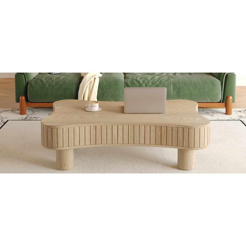 42" Modern Lift-Top Coffee Table – Fluted Design with Hidden Storage & Silent Hydraulic Mechanism‌
