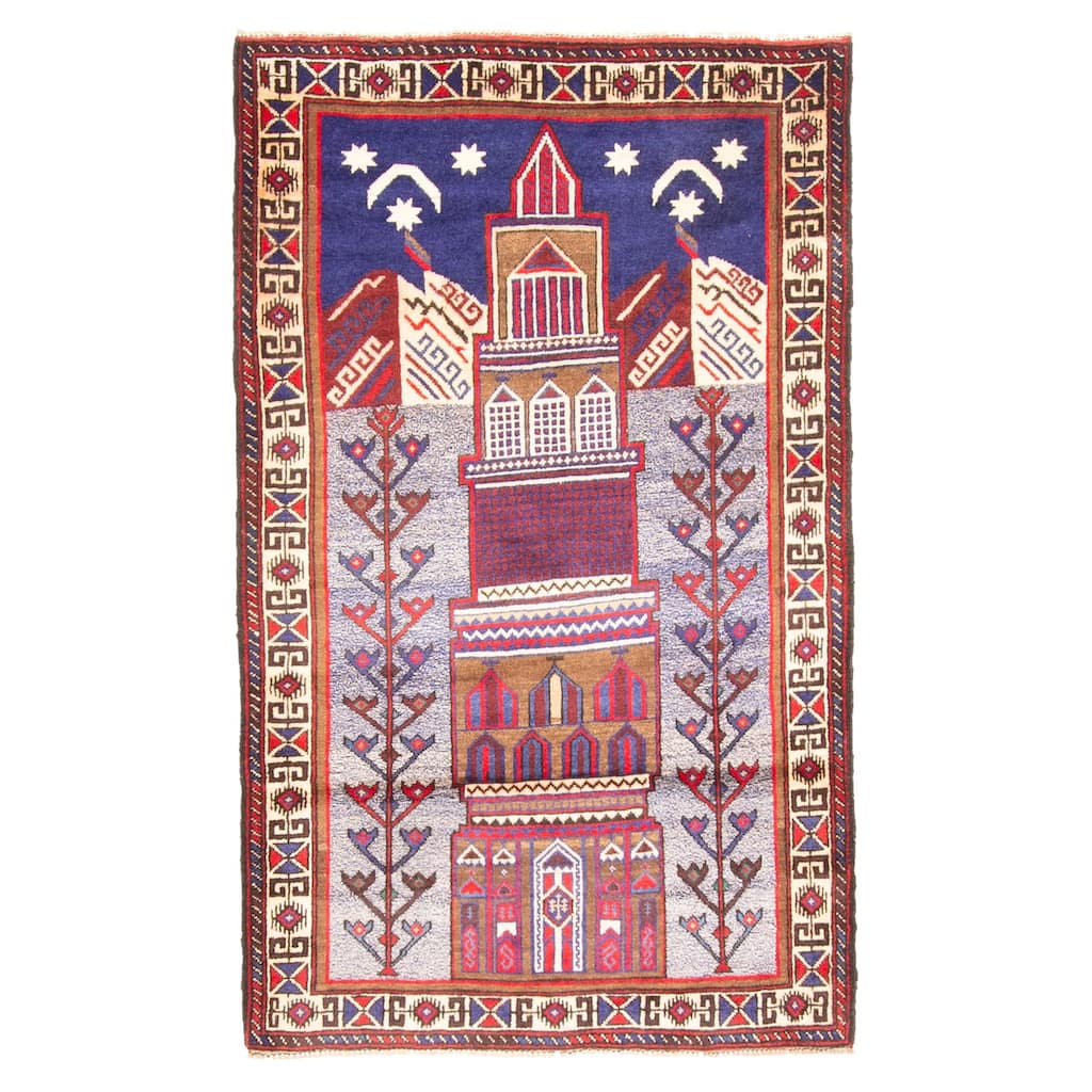 ECARPETGALLERY Hand-knotted Teimani Dark Blue Wool Rug - 3'0 x 4'11