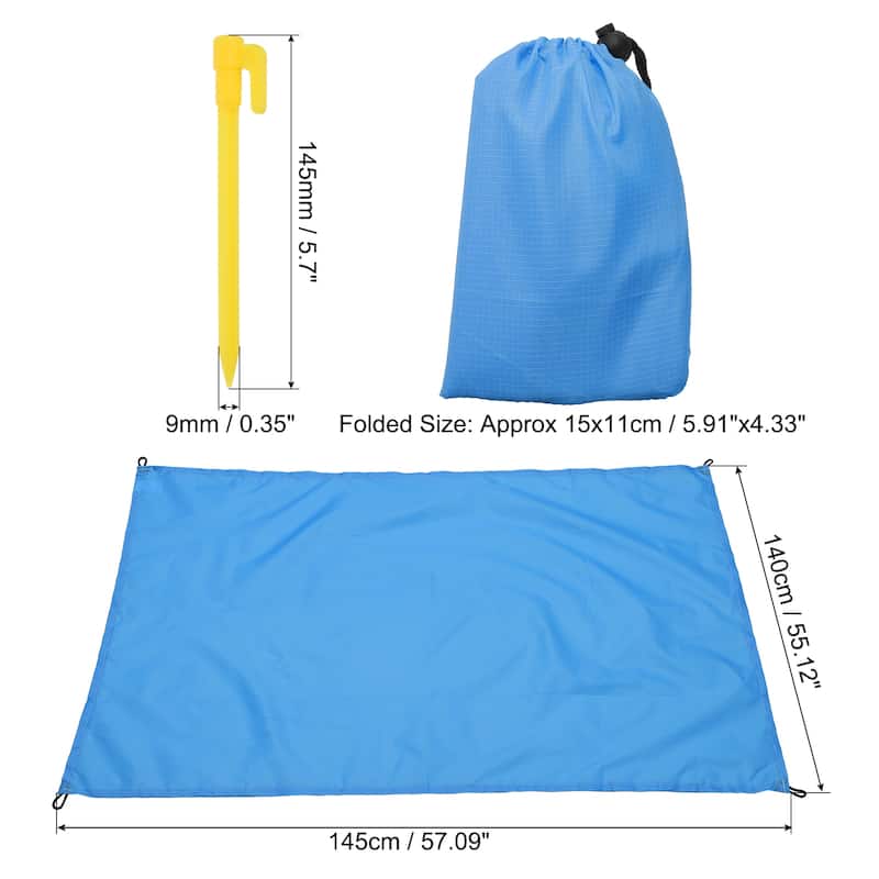 57" x 55" Beach Blanket Waterproof Picnic Mat with Carry Bag Sky Blue - Sky Blue