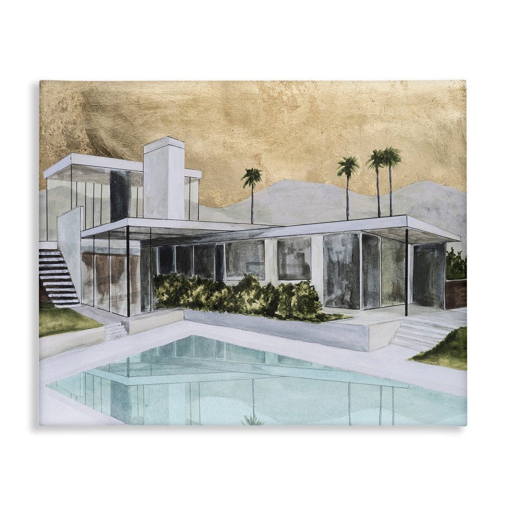 Stupell Chic Tropical Pool Yard Canvas Wall Art Design By Michael Willett