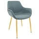 preview thumbnail 18 of 25, LeisureMod Markley Modern Leather Dining Armchair With Gold Metal Legs Peacock Blue