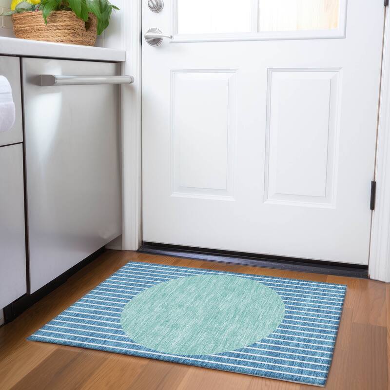 Premium Washable Super Soft Modern Zen Mayfield Rug - Teal - 1'8" x 2'6"