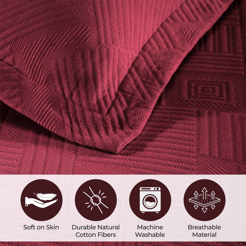 Superior Geometric Fret Cotton Decorative Bedspread Set