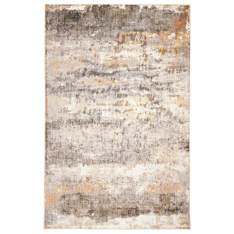 Terra by Obeetee Sahara Brushstrokes Gray Rug - 5'3" x 7'3" - Cream/Onyx