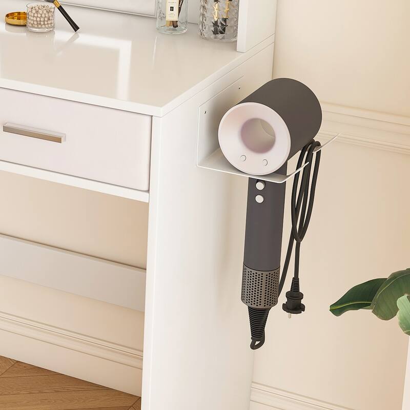 Anmytek LED Mirror Vanity Dressing Table with 3-Color Adjustable Lights and 2 Drawers