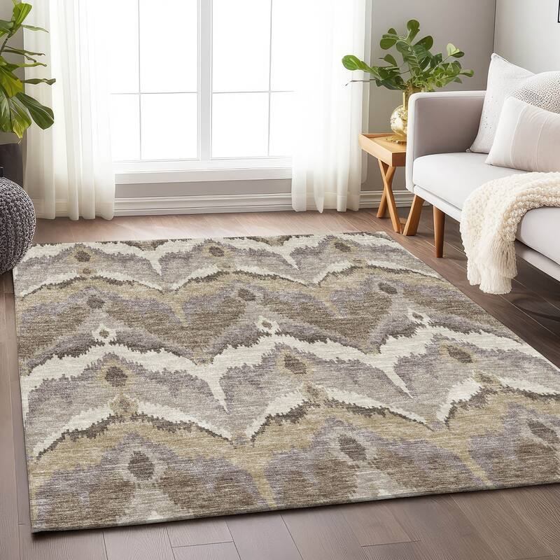 Premium Washable Super Soft Modern Ikat Mayfield Rug - Beige - 3' x 5' - Rectangle