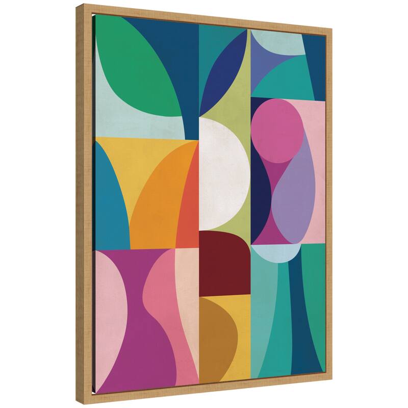 Kate and Laurel Abstract 01 by Rachel Lee Framed Canvas Wall Art Print - 18 x 24 - Brown