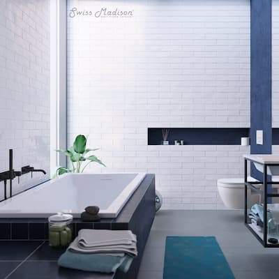 Voltaire 66 X 36 Reversible Drain Soaking Drop-In Bathtub In Glossy White With Integrated Overflow, Drain Included