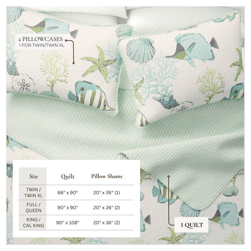 Linery & Co. Coastal Microfiber Quilt Set With Shams.