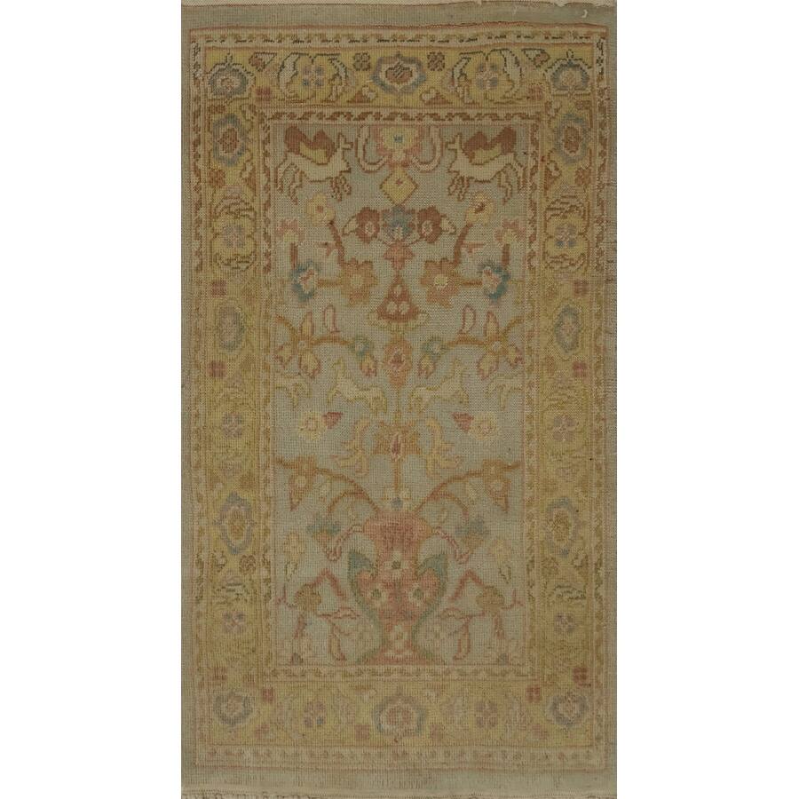 Hand Knotted Oriental 100% Wool Carpet Traditional Floral Navy Blue & Blues Ziegler Area Rug - 3' 1'' X 1' 10''