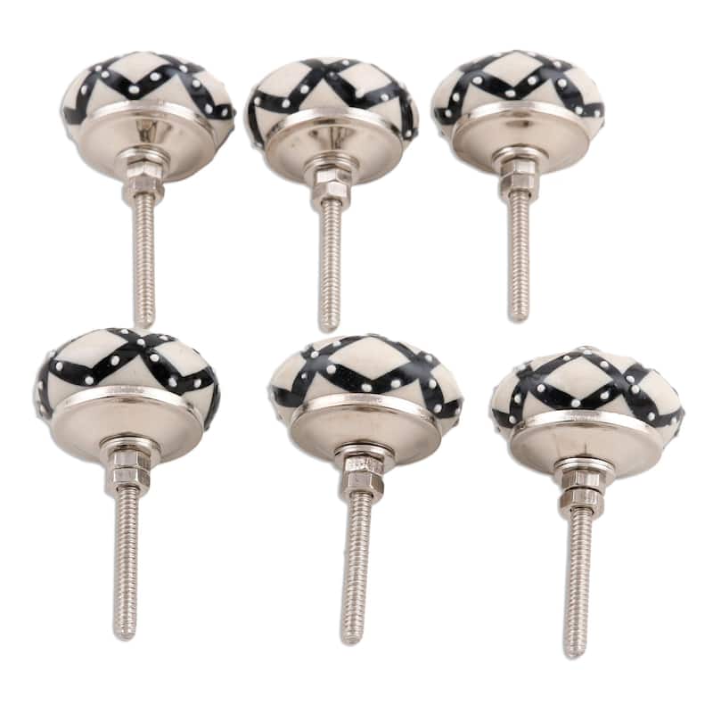 Novica Handmade Blooming Magic Ceramic Knobs (Set Of 6)