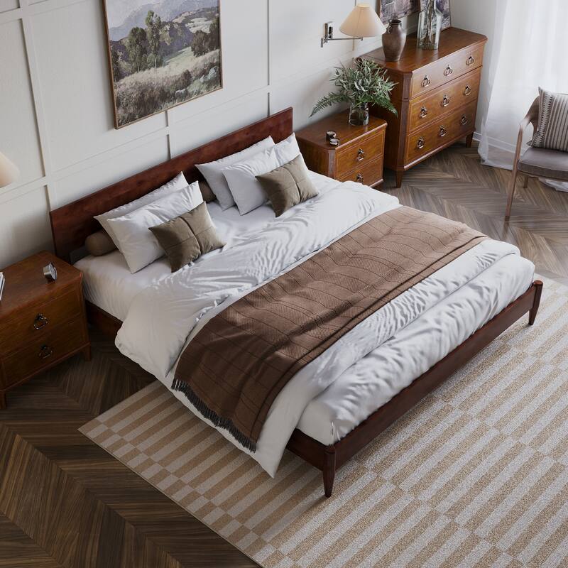 Aria Solid Wood Modern Low Profile Platform Bed