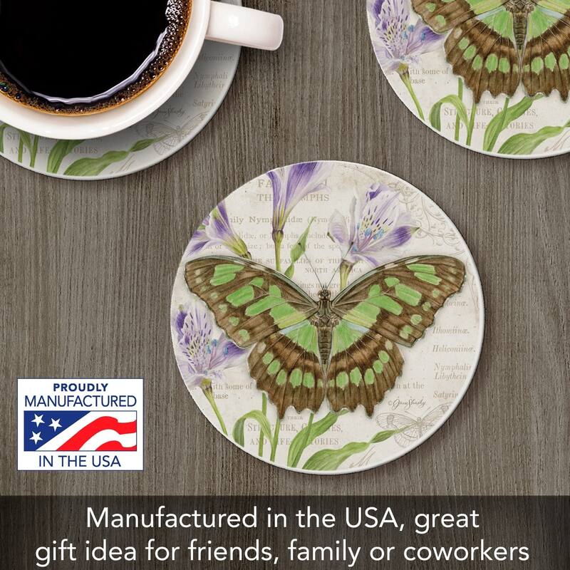 CounterArt Malachite Absorbent Stone Tumbled Tile Coaster Set of 4 Made in The USA Protective Cork Backing