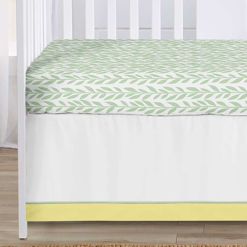 Sweet Jojo Designs Yellow Green and White Boho Floral Sunflower Girl 4-pc Nursery Crib Bedding Set - Farmhouse Watercolor Flower