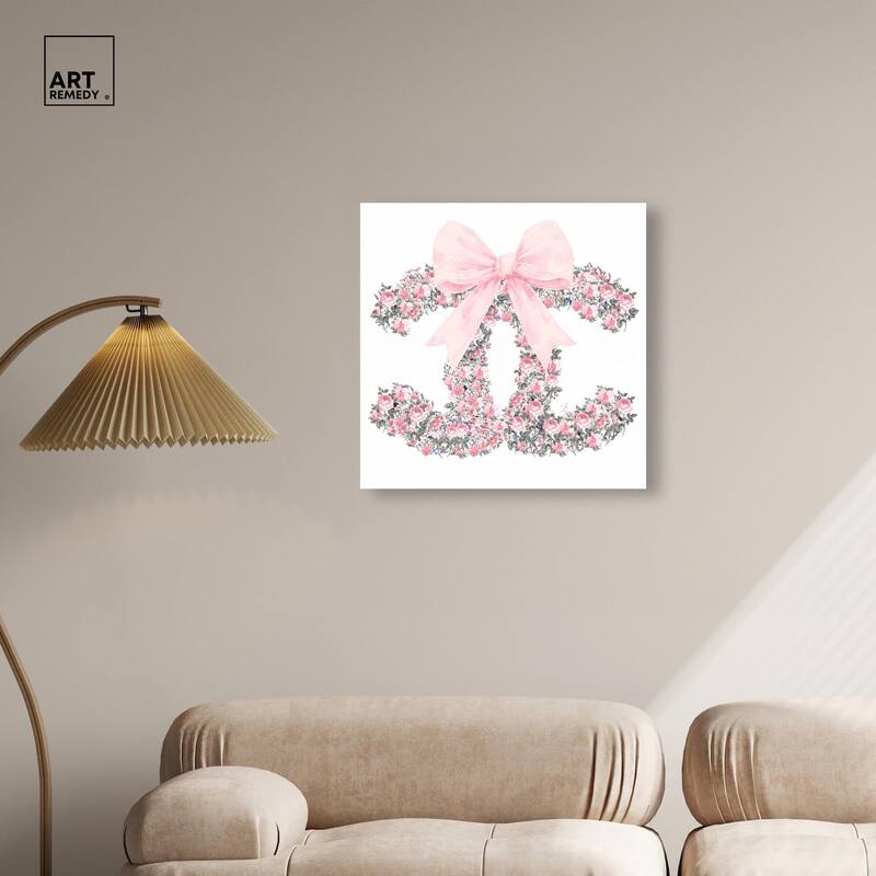 Makes Me Wonder Pink Bow Canvas by Art Remedy, Gallery Wrapped