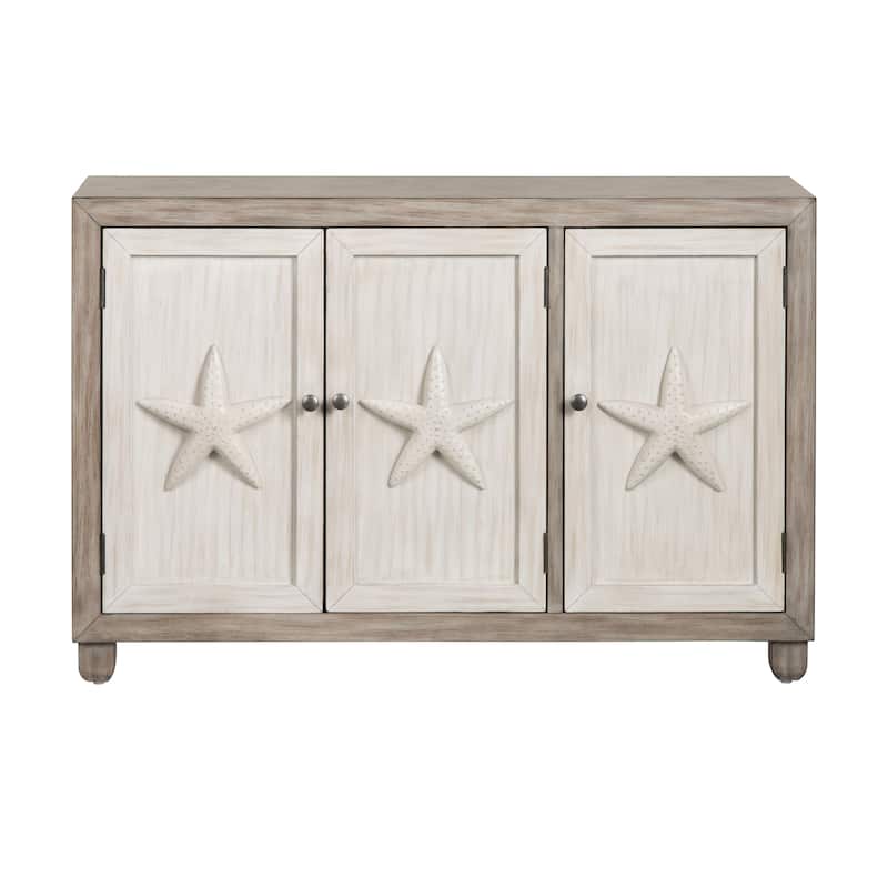 47.5 in. Brown Wooden 3 Door Media Credenza_Sideboard