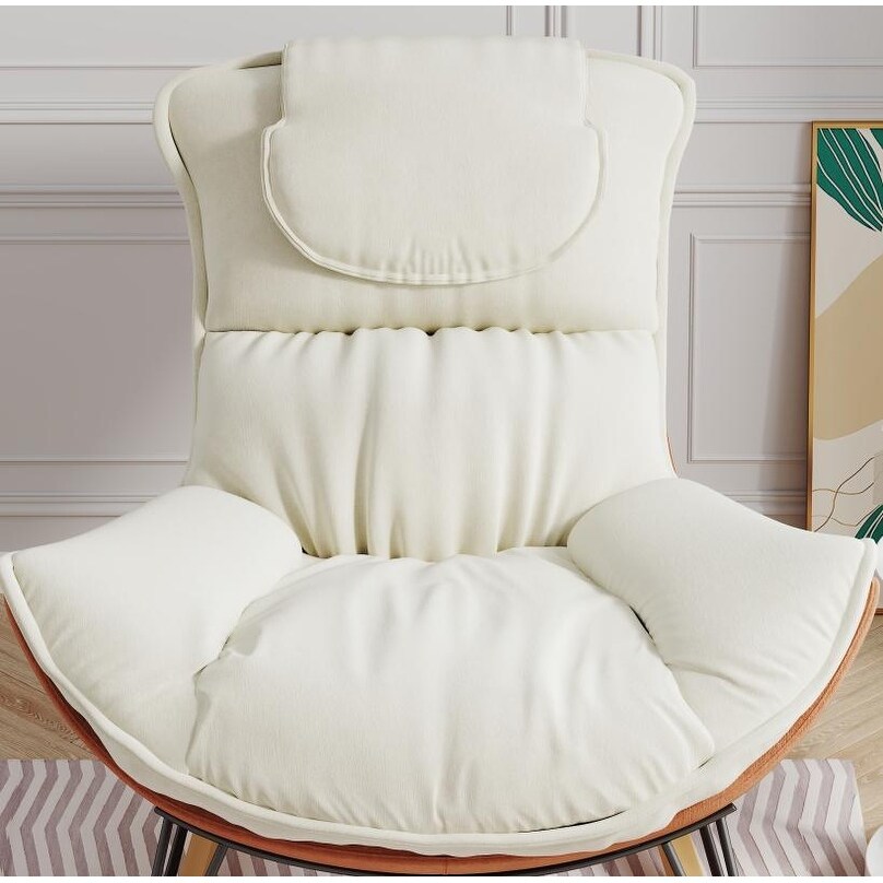White Leisure Sofa Single Rocking Chair Living Room Rocking Chair