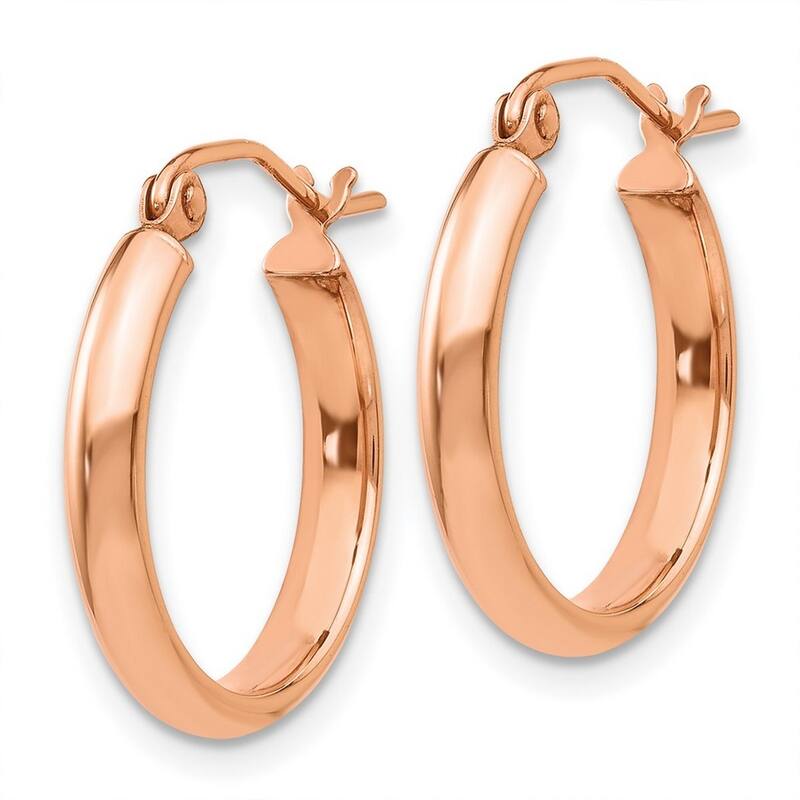 Curata 14k Rose Gold Satin Diamond Cut 18x2.75mm Classic Round Hoop Earrings