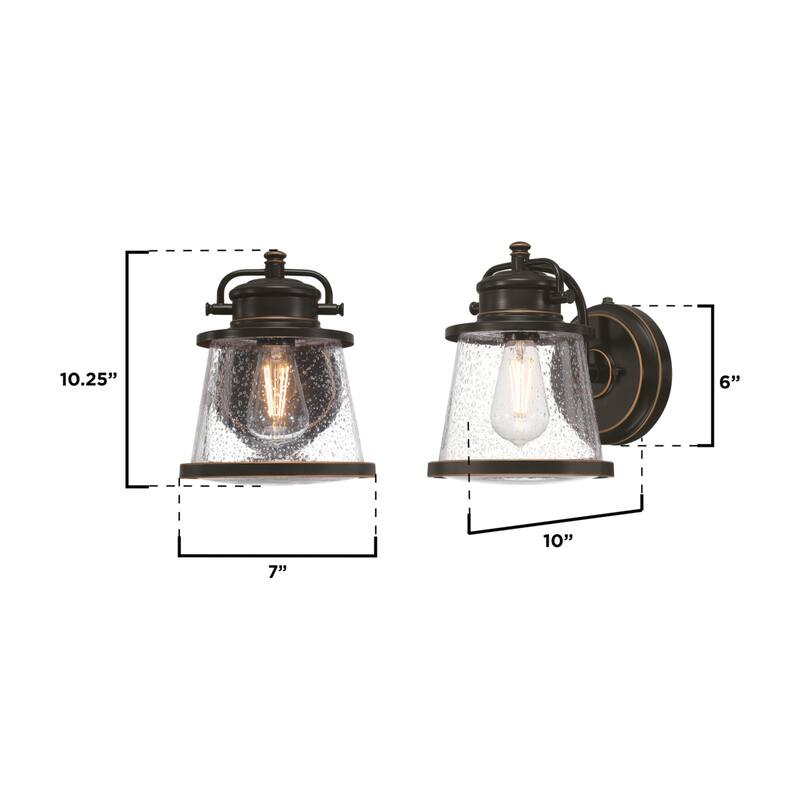 Westinghouse Lighting Emma Jane One Light Outdoor Wall Fixture with Dusk to Dawn Sensor, Amber Bronze Finish, Clear Seeded Glass