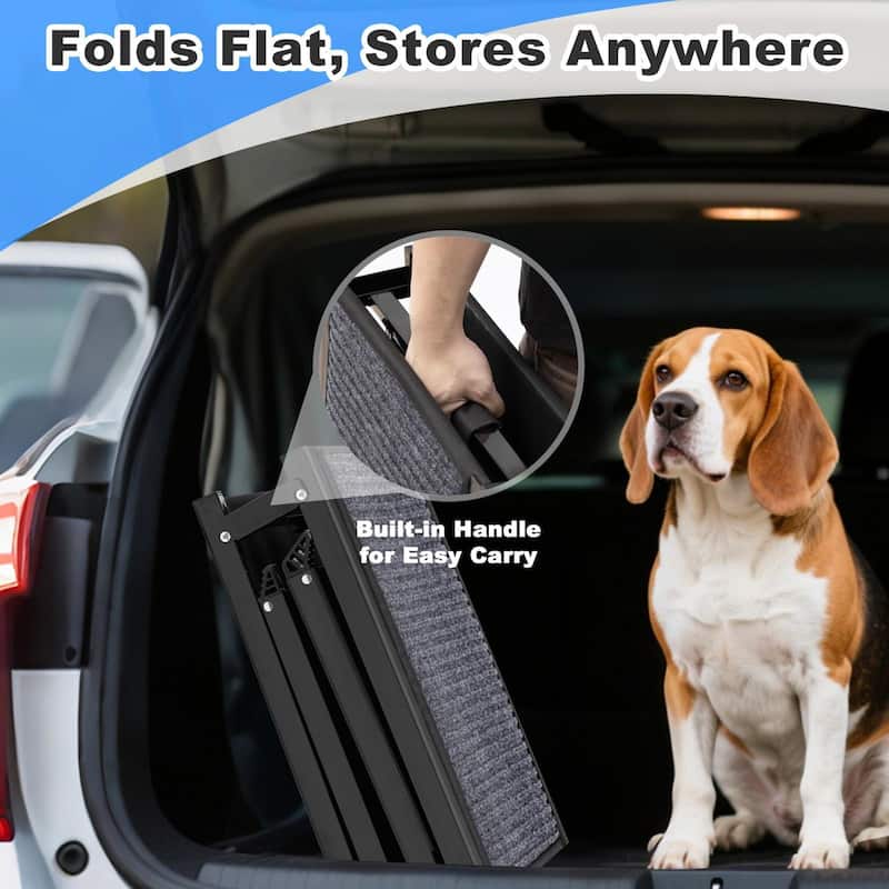COSIEST Aluminum Foldable Pet Ramp with Anti-Slip Rug Surface